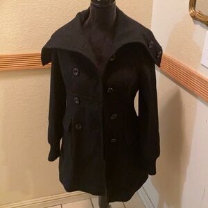 DKNY Women's Elegant Black Pea Coat